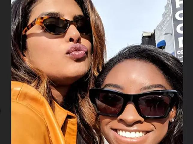 Priyanka Chopra and Simone Biles. Photo courtesy Priyanka Chopra Instagram