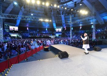 New Delhi: Prime Minister Narendra Modi addresses at ''Pariksha Pe Charcha 2.0'' programme in New Delhi, on Jan 29, 2019. (File Image: IANS)