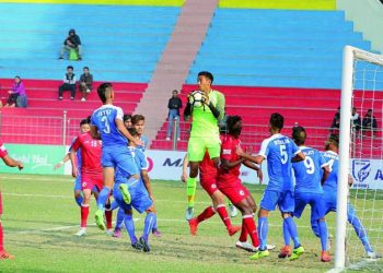 Action from the I-League match between Indian Arrows and Shillong Lajong 2016 I-League (REP image)