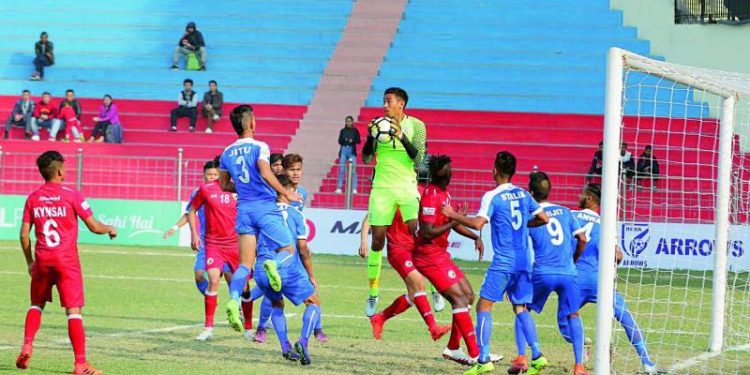 Action from the I-League match between Indian Arrows and Shillong Lajong 2016 I-League (REP image)