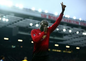 Romelu Lukaku celebrates after scoring Manchester United’s second goal against Reading at Old Trafford Saturday