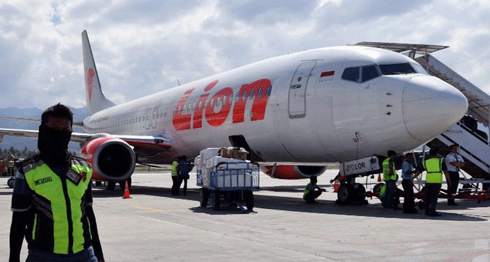 This photo taken on 10 October, 2018 shows a Lion Air Boeing 737-800 aircraft at the Mutiara Sis Al Jufri airport in Palu. Picture: (AFP)