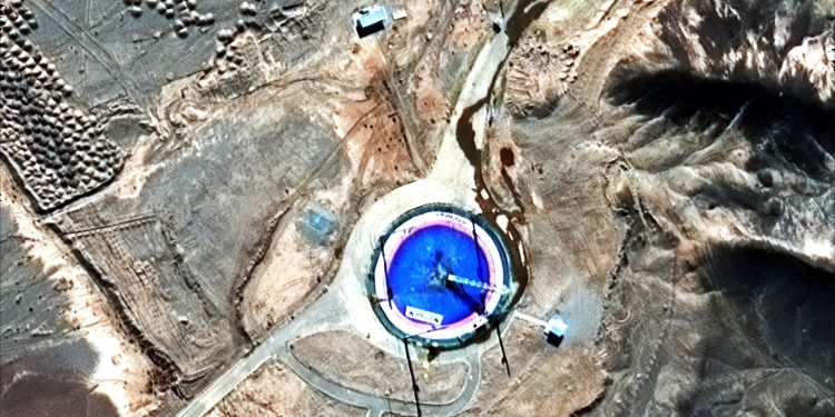 This Feb. 6, 2019, satellite image provided by DigitalGlobe shows an empty launch pad and a burn mark on it at the Imam Khomeini Space Center in Iran's Semnan province. Iran appears to have attempted a second satellite launch despite U.S. criticism that its space program helps it develop ballistic missiles, satellite images released Thursday suggest. Iran has not acknowledged conducting such a launch. (AP)