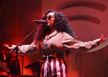 H.E.R. performs at the Spotify Best New Artist 2019 Party at The Hammer Museum Thursday, Feb. 7, 2019, in Los Angeles. (AP)