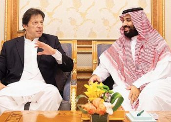 Pakistan PM Iran Khan in conversation with Crown Prince Mohammad bin Salman (AP)