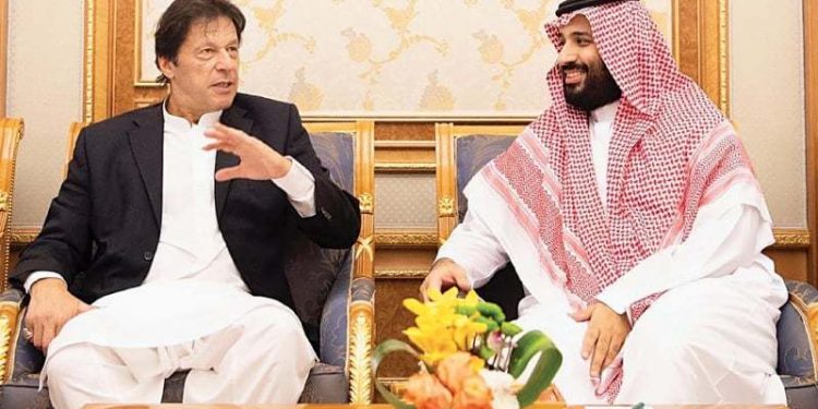 Pakistan PM Iran Khan in conversation with Crown Prince Mohammad bin Salman (AP)