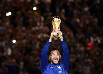 Argentina, Paraguay and Uruguay had already submitted a joint bid to host the World Cup in 2030 (trophy pictured with French goalkeeper Hugo Lloris in September 2018), but those countries' presidents agreed to Chile's participation in the bid (AFP)