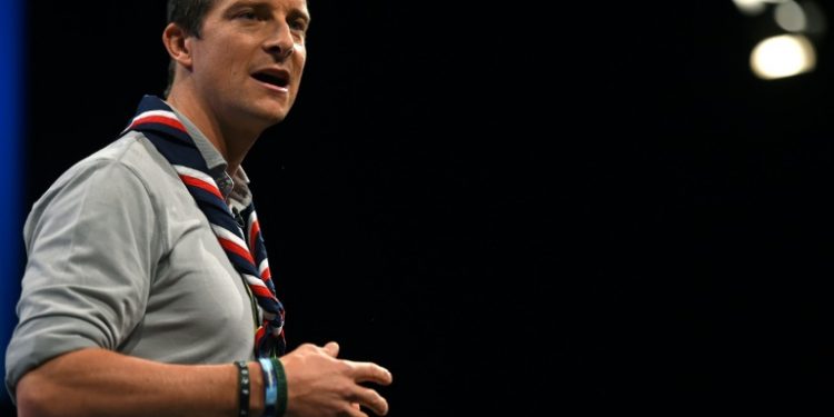 British adventurer Bear Grylls (pictured October 2017) could be fined between 250-2,500 euros over an episode of his televsion series where he kills and cooks a frog in a Bulgarian national park (AFP)