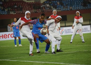 India and Iran players fight in out at the Kalinga Stadium, Saturday