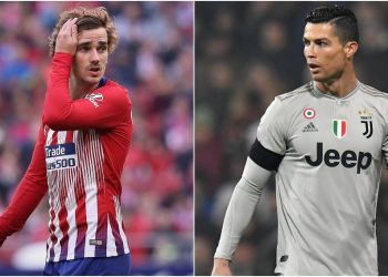 Antoine Griezmann (L) and Cristiano Ronaldo