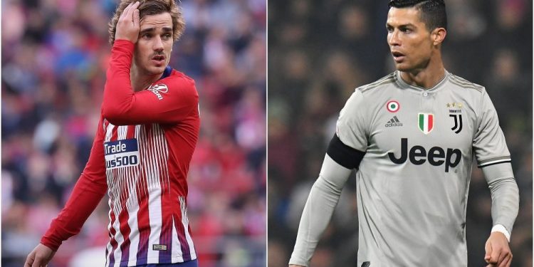 Antoine Griezmann (L) and Cristiano Ronaldo