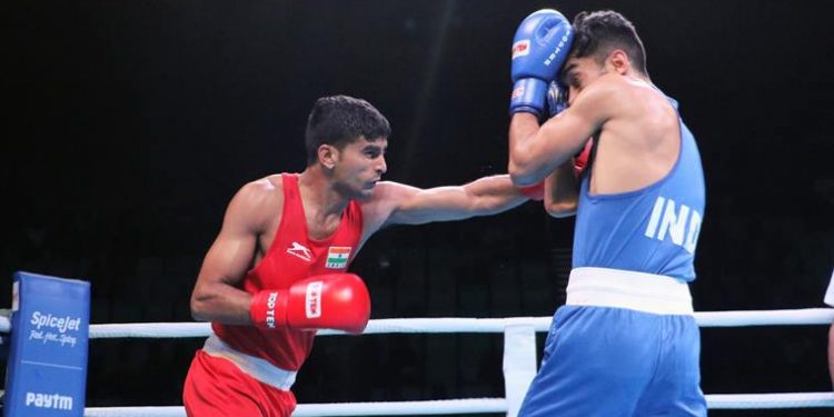 Kaushik, also a national champion, defeated Salar Moumivand 5-0 in his quarterfinal bout Sunday night. (Agencies)