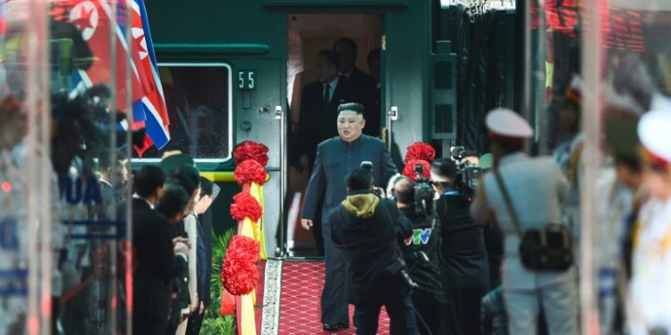 Kim Jong Un arrives in Vietnam after a marathon train journey from North Korea (AFP)