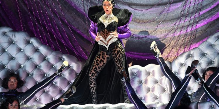 US rapper Cardi B performs at the Grammys -- she made history by becoming the first woman to win the prize for Best Rap Album (AFP)
