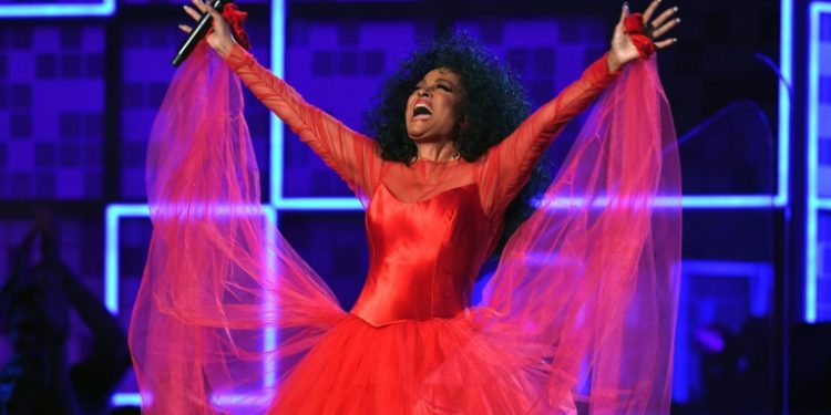 US singer Diana Ross performs at the Grammys in celebration of her upcoming 75th birthday (AFP)