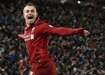 Xherdan Shaqiri scored twice as Liverpool beat Manchester United at Anfield (AFP)