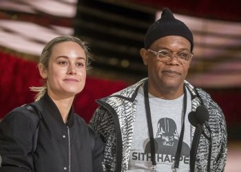 Brie Larson and Samuel L. Jackson appear during rehearsals for the 91st Academy Awards in Los Angeles Saturday, Feb. 23, 2019. (AP)