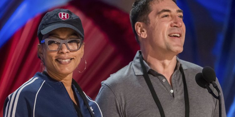 Angela Bassett and Javier Bardem appears during rehearsals for the 91st Academy Awards in Los Angeles Saturday, Feb. 23, 2019. (AP)