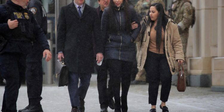 FILE PHOTO: Emma Coronel Aispuro, the wife of Joaquin Guzman, departs after the trial of Mexican drug lord Guzman, known as "El Chapo", at the Brooklyn Federal Courthouse, in New York, U.S., February 12, 2019. REUTERS/Brendan McDermid/File Photo