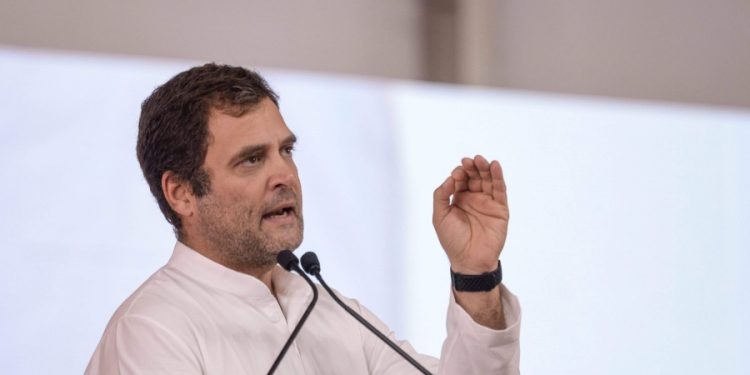 Congress President Rahul Gandhi addresses booth worker's meeting in Kochi Tuesday Jan 29 2019. (PTI)
