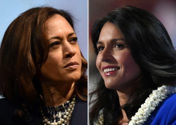 Kamala Harris (L), the first Indian-origin Senator and Tulsi Gabbard, the first Hindu lawmaker in the US Congress