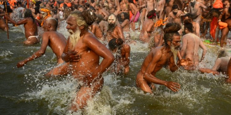 More than 30 million devotees were expected to immerse themselves at the confluence of three rivers - the Ganges, the Yamuna, and the mythical Saraswati (AFP)
