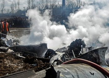 Site of the chopper crash in Budgam district of Jammu and Kashmir