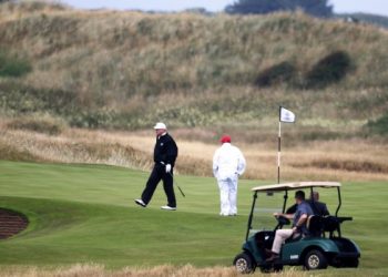 In this July 14, 2018, file photo, U.S. President Donald Trump walks off the 4th green while playing at Turnberry golf club in Turnberry, Scotland. (AP) Representational