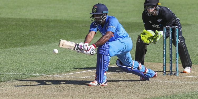 India's Ambati Rayudu plays a lap shot during his match-winning innings against New Zealand, Sunday