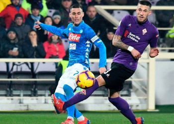 Action during the Napoli-Fiorentina Serie A game played Sunday