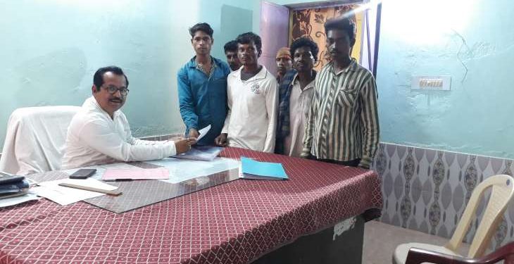 The villagers submit a memorandum to ABDO Rajanikanta Das