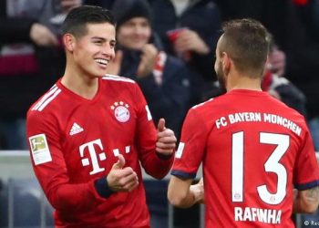 Bayern ran riot in Munich as Robert Lewandowski led the way with two goals as Serge Gnabry, James Rodriguez and Kimmich also netted. (Image: Reuters)