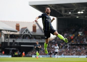 Bernardo Silva celebrates after scoring Manchester City’s opening goal against Fulham