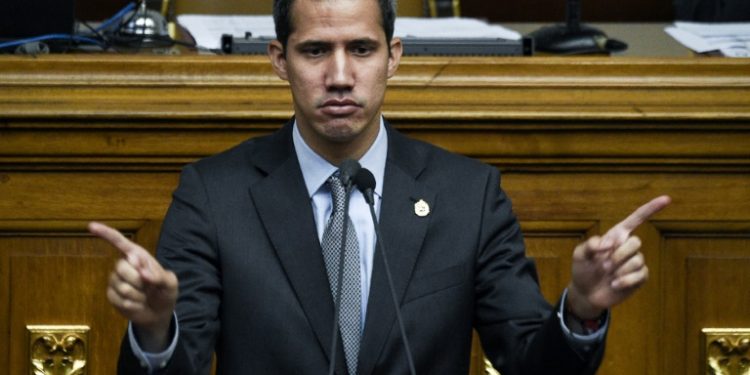 Venezuelan opposition leader and self-proclaimed acting president Juan Guaido during a session of the Venezuelan National Assembly in Caracas March 6, 2019 (AFP)