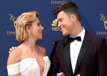 Actress Scarlett Johansson and comedian Colin Jost (AP)