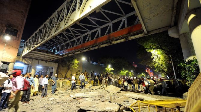 Six persons were killed and 31 injured after section of a foot overbridge near a busy train station in south Mumbai collapsed during evening rush hour on Thursday, 14 February 2019. (PTI)