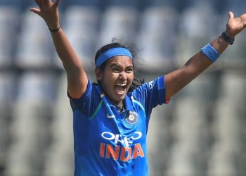 Mumbai: Indian player Shikha Pandey celebrates the dismissal of England's Katherine Brunt during the 2nd One-Day International (ODI) cricket match, in Mumbai, Monday, Feb. 25, 2019. (PTI) [Representational Image]