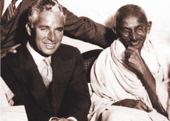 Gandhi with Charlie Chaplin, London 1931