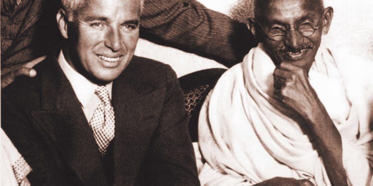 Gandhi with Charlie Chaplin, London 1931