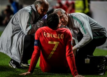 "I'm not worried" said Cristiano Ronaldo after picking up a thigh injury in Portugal's Euro 2020 qualifier draw with Serbia (AFP)