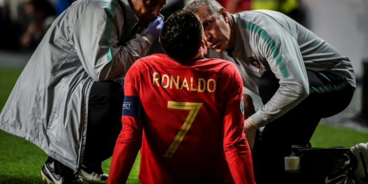 "I'm not worried" said Cristiano Ronaldo after picking up a thigh injury in Portugal's Euro 2020 qualifier draw with Serbia (AFP)