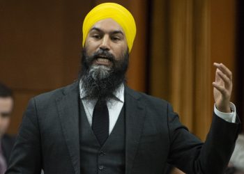 Singh, 40, the leader of the New Democratic Party, placed his hand over his heart as he walked into the House of Commons, the lower of house of Parliament, before the daily question period.