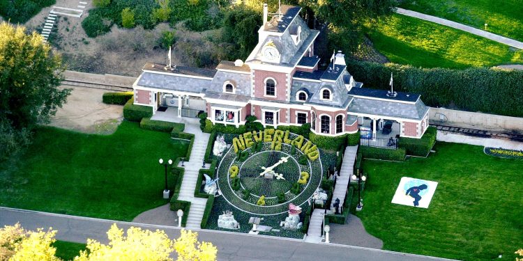 An aerial view of singer Michael Jackson's Neverland Valley Ranch June 25, 2001 in Santa Ynez, California