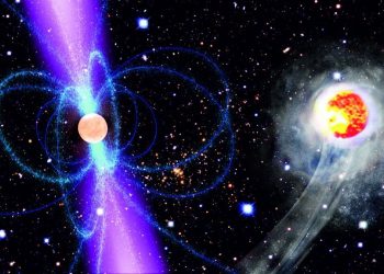Pulsars are superdense, rapidly spinning neutron stars left behind when a massive star explodes.