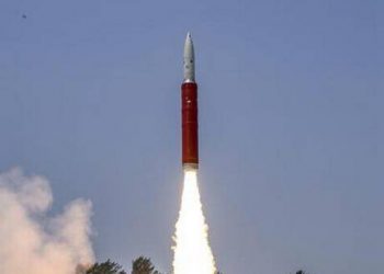 Ballistic Missile Defence (BMD) Interceptor missile being launched by Defence Research and Development Organisation (DRDO) in an Anti-Satellite (A-SAT) missile test ‘Mission Shakti’ engaging an Indian orbiting target satellite in Low Earth Orbit (LEO) from Abdul Kalam Island, Odisha in India, March 27, 2019