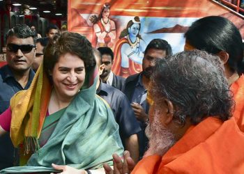 Congress General Secretary UP-East Priyanka Gandhi Vadra comes out after offering prayer at Bade Hanuman temple in Prayagraj Monday 18 March 2019.(PTI) [Representational Photo]