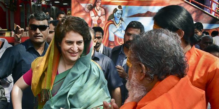 Congress General Secretary UP-East Priyanka Gandhi Vadra comes out after offering prayer at Bade Hanuman temple in Prayagraj Monday 18 March 2019.(PTI) [Representational Photo]