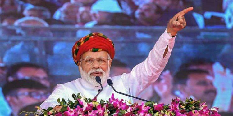 Jamnagar: Prime Minister Narendra Modi speaks at the inauguration of the various development projects, in Jamnagar, Gujarat, Monday, March 4, 2019. (PTI) [Representational Photo]