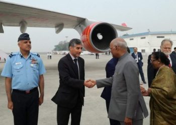 Ram Nath Kovind arrives in Croatia. (Photo | Twitter @MEAIndia) via PTI)