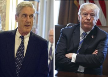 Robert Mueller (L) and Donald Trump